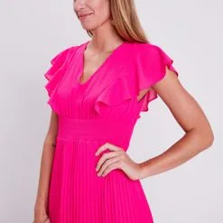 Vib's Robe Longue évasée à Volants Rose Fushia Femme -Robe Boutique robe longue evasee a volants rose fushia femme d1 36125133710023256
