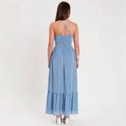 Vib's Robe Longue évasée Bleu Femme -Robe Boutique robe longue evasee bleu femme b 36125363290235374