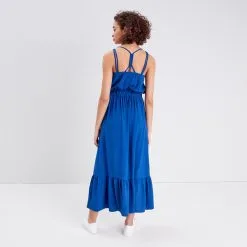Vib's Robe Longue évasée Bleu Femme -Robe Boutique robe longue evasee bleu femme b 36125383290144752