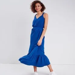 Vib's Robe Longue évasée Bleu Femme