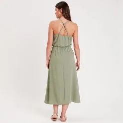 Vib's Robe Longue évasée Vert Femme -Robe Boutique robe longue evasee vert femme b 36125313290154416