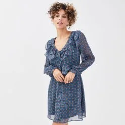 Vib's Robe Manches Longues Bleu Femme