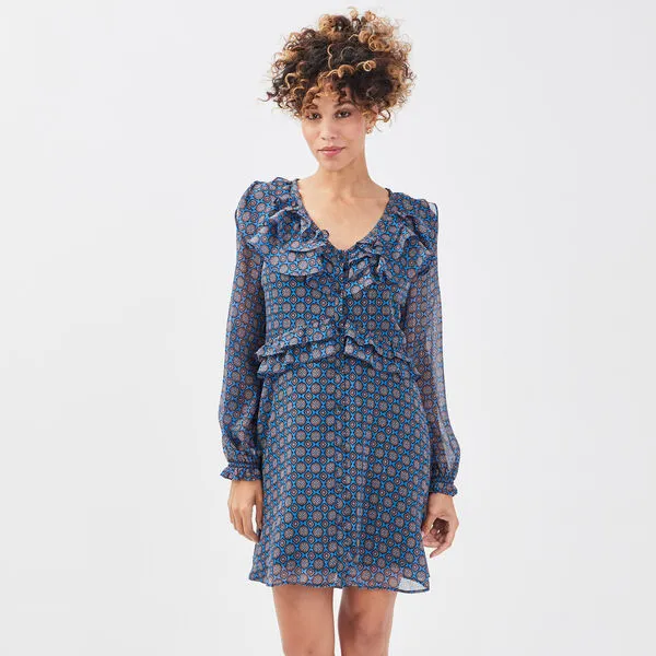 Vib's Robe Manches Longues Bleu Femme 4 Vib's Robe Manches Longues Bleu Femme – Image 2