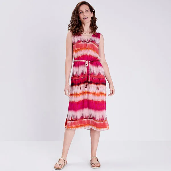 Vib's Robe Midi Droite Ceinturée Rouge Femme 3 Vib's Robe Midi Droite Ceinturée Rouge Femme