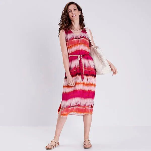 Vib's Robe Midi Droite Ceinturée Rouge Femme 8 Vib's Robe Midi Droite Ceinturée Rouge Femme – Image 6