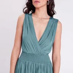 Vib's Robe Midi évasée Cache-coeur Vert Foncé Femme -Robe Boutique robe midi evasee cache coeur vert fonc femme d1 36125313300204003