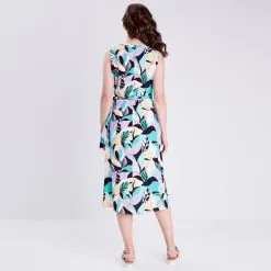 Vib's Robe Midi Portefeuille Bleu Femme -Robe Boutique robe midi portefeuille bleu femme b 36125133720113820