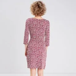 Vib's Robe Moulante Manches 3/4 Rouge Femme -Robe Boutique robe moulante manches 34 rouge femme b 36125383380024658