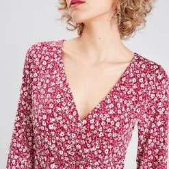 Vib's Robe Moulante Manches 3/4 Rouge Femme -Robe Boutique robe moulante manches 34 rouge femme d1 36125383380024658