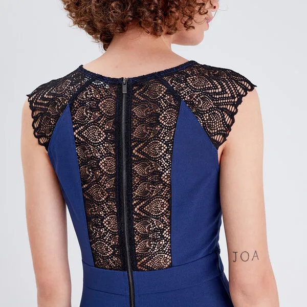 Vib's Robe Patineuse Avec Dentelle Bleu Marine Femme 6 Vib's Robe Patineuse Avec Dentelle Bleu Marine Femme – Image 4