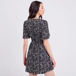 Vib's Robe Patineuse Smockée Noir Femme -Robe Boutique robe patineuse smockee noir femme b 36125313310485397