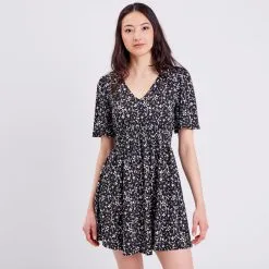 Vib's Robe Patineuse Smockée Noir Femme -Robe Boutique robe patineuse smockee noir femme fp 36125313310485397