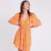 Vib's Robe Patineuse Smockée Orange Femme -Robe Boutique robe patineuse smockee orange femme dc 36125313310485398