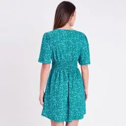 Vib's Robe Patineuse Smockée Vert Femme -Robe Boutique robe patineuse smockee vert femme b 36125313310485396