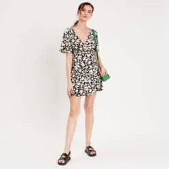 Vib's Robe Portefeuille à Manches Courtes Noir Femme -Robe Boutique robe portefeuille a manches courtes noir femme si 36125313310425393