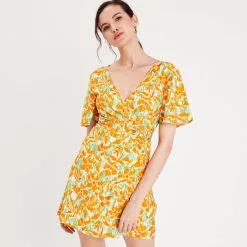 Vib's Robe Portefeuille à Manches Courtes Vert Femme -Robe Boutique robe portefeuille a manches courtes vert femme d2 36125313310425394