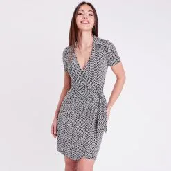 Vib's Robe Portefeuille Avec Noeud Noir Femme -Robe Boutique robe portefeuille avec noeud noir femme d2 36125383250655449