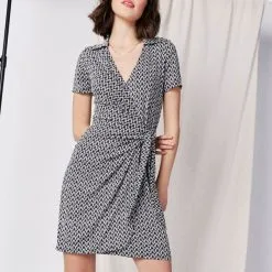 Vib's Robe Portefeuille Avec Noeud Noir Femme