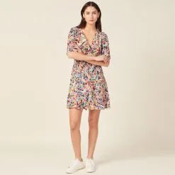 Vib's Robe Portefeuille Manches 3/4 Multicolore Femme