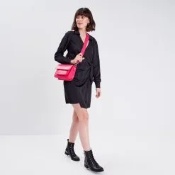 Vib's Robe Portefeuille Satinée Noir Femme -Robe Boutique robe portefeuille satinee noir femme si 36125393330201001