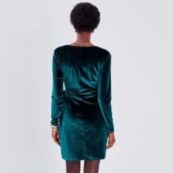 Vib's Robe Portefeuille Velours Vert Foncé Femme -Robe Boutique robe portefeuille velours vert fonce femme b 36125393450014898