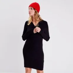 Vib's Robe Pull Ajustée Noir Femme