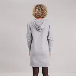 Vib's Robe Pull Droite à Capuche Gris Clair Femme -Robe Boutique robe pull droite a capuche gris clair femme b 36125373490070214