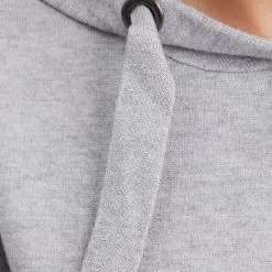 Vib's Robe Pull Droite à Capuche Gris Clair Femme -Robe Boutique robe pull droite a capuche gris clair femme d3 36125373490070214