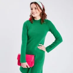 Vib's Robe Pull Droite Avec Poches Vert Femme -Robe Boutique robe pull droite avec poches vert femme d2 36125313490014417