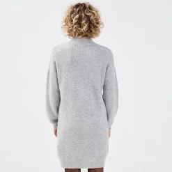 Vib's Robe Pull Droite Col Montant Gris Clair Femme -Robe Boutique robe pull droite col montant gris clair femme b 36125373490030214