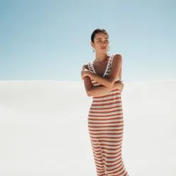 Vib's Robe Pull Droite Effet Crochet Multicolore Femme