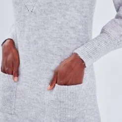 Vib's Robe Pull Droite Gris Clair Femme -Robe Boutique robe pull droite gris clair femme d1 36125343490071897