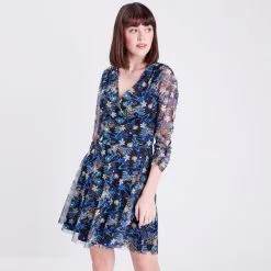 Vib's Robe Résille Manches Longues Noir Femme