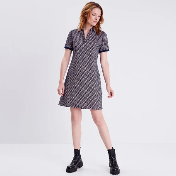 Vib's Robe Trapèze Manches Courtes Bleu Marine Femme 7 Vib's Robe Trapèze Manches Courtes Bleu Marine Femme – Image 5