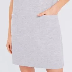 Vib's Robe Trapèze Manches Courtes Gris Clair Femme -Robe Boutique robe trapeze manches courtes gris clair femme d1 36125313310190214