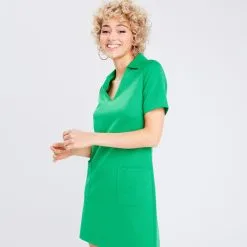 Vib's Robe Trapèze Manches Courtes Vert Femme