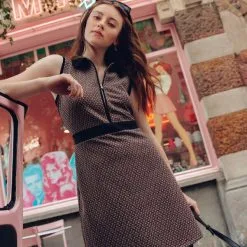 Vib's Robe Trapèze Sans Manches Marron Foncé Femme