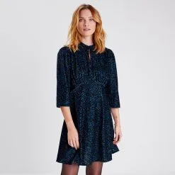 Vib's Robe Trapèze Velours Noir Femme